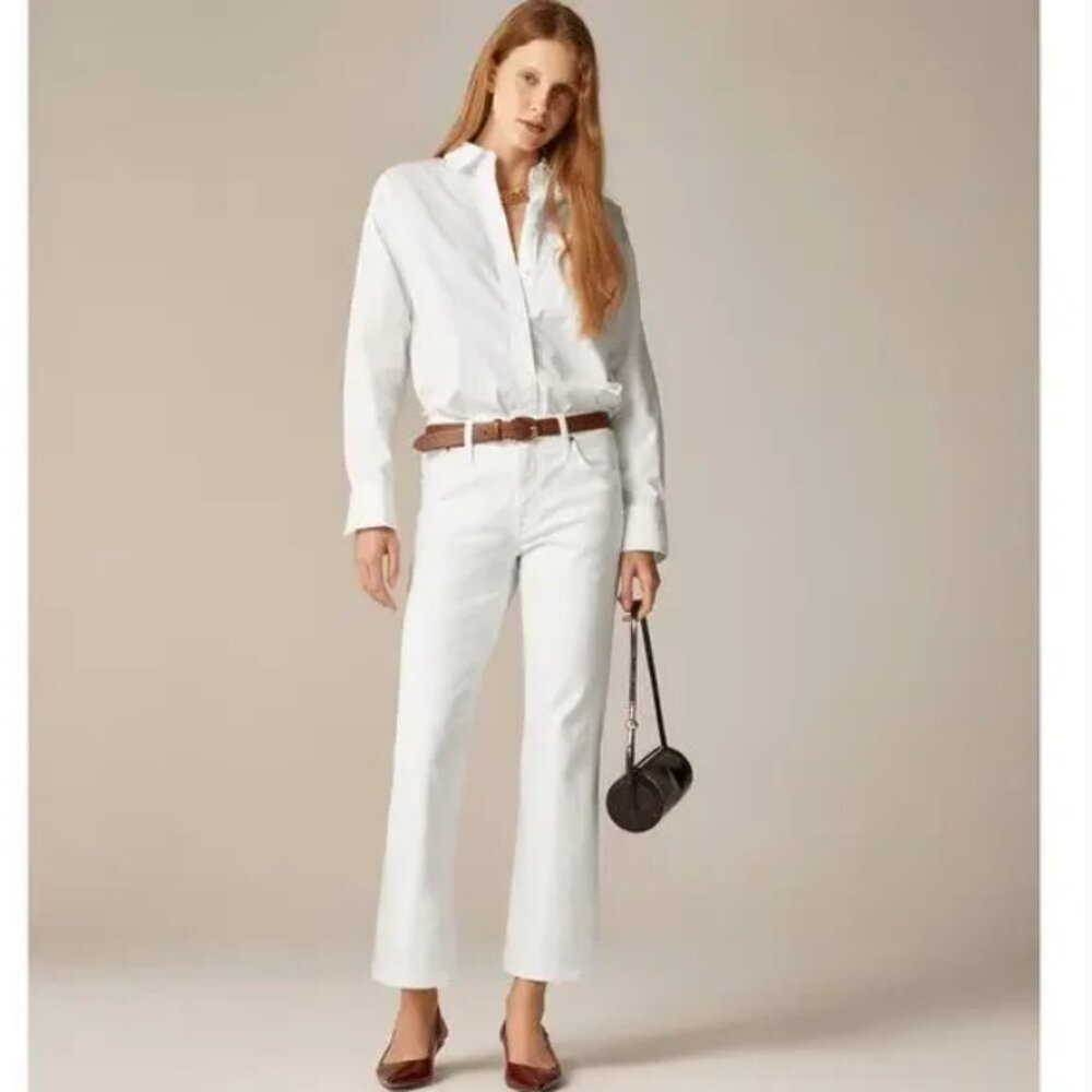 J. Crew '03 Kickout white denim high rise cropped‎ jeans 27 tall